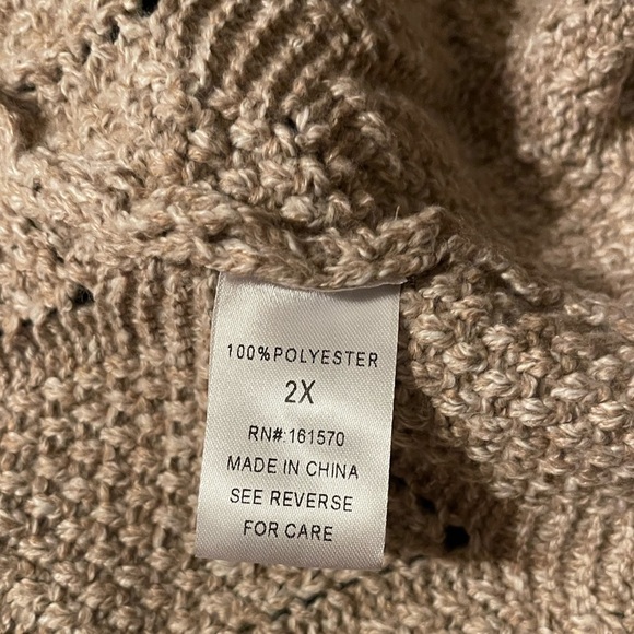 NWT Women's Long Chunky Cardigan Front Knit Sweater Suede Elbow Patch Sleeve 2X - Picture 2 of 6